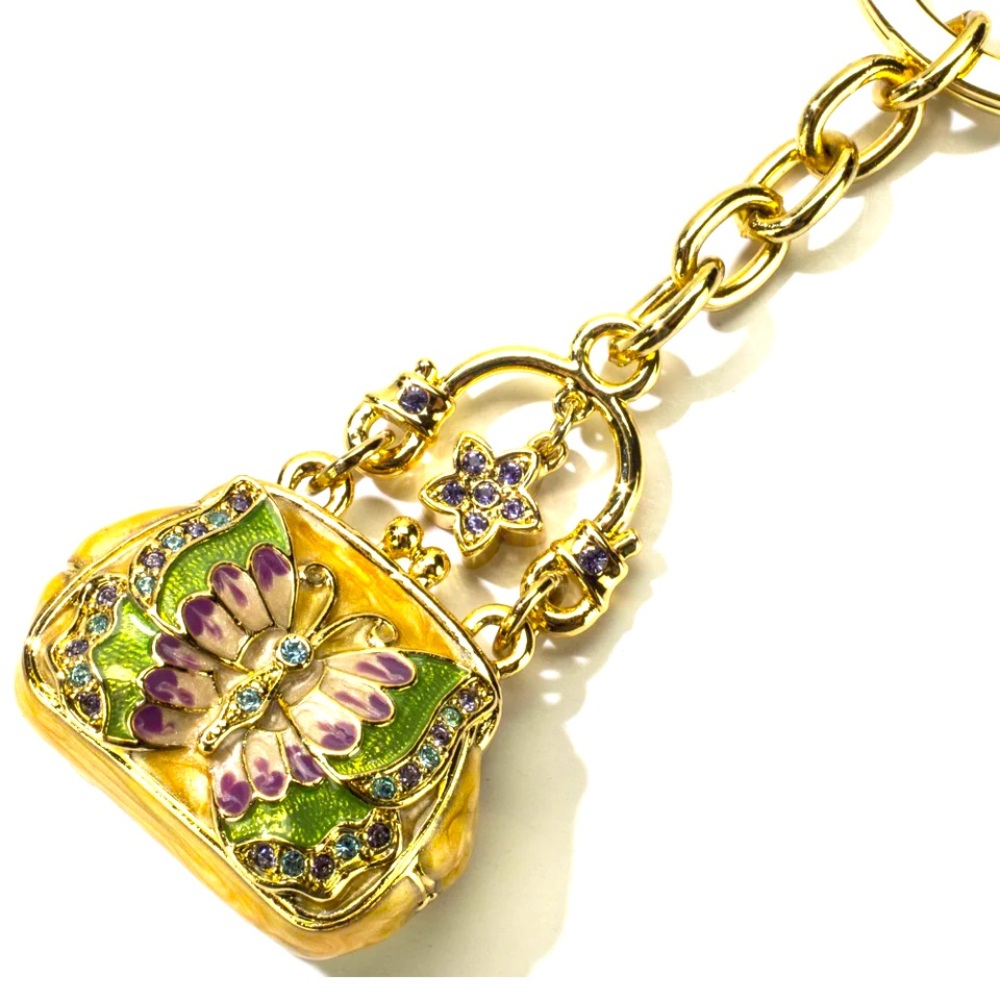 KALIFANO Gold Butterfly Purse Keychain made with Swarovski Crystals